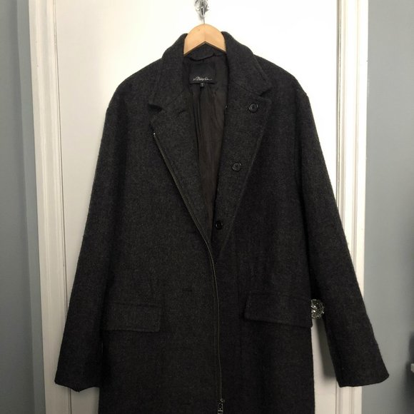 3.1 PHILLIP LIM Wool Notch-Lapel Overcoat - Picture 1 of 6